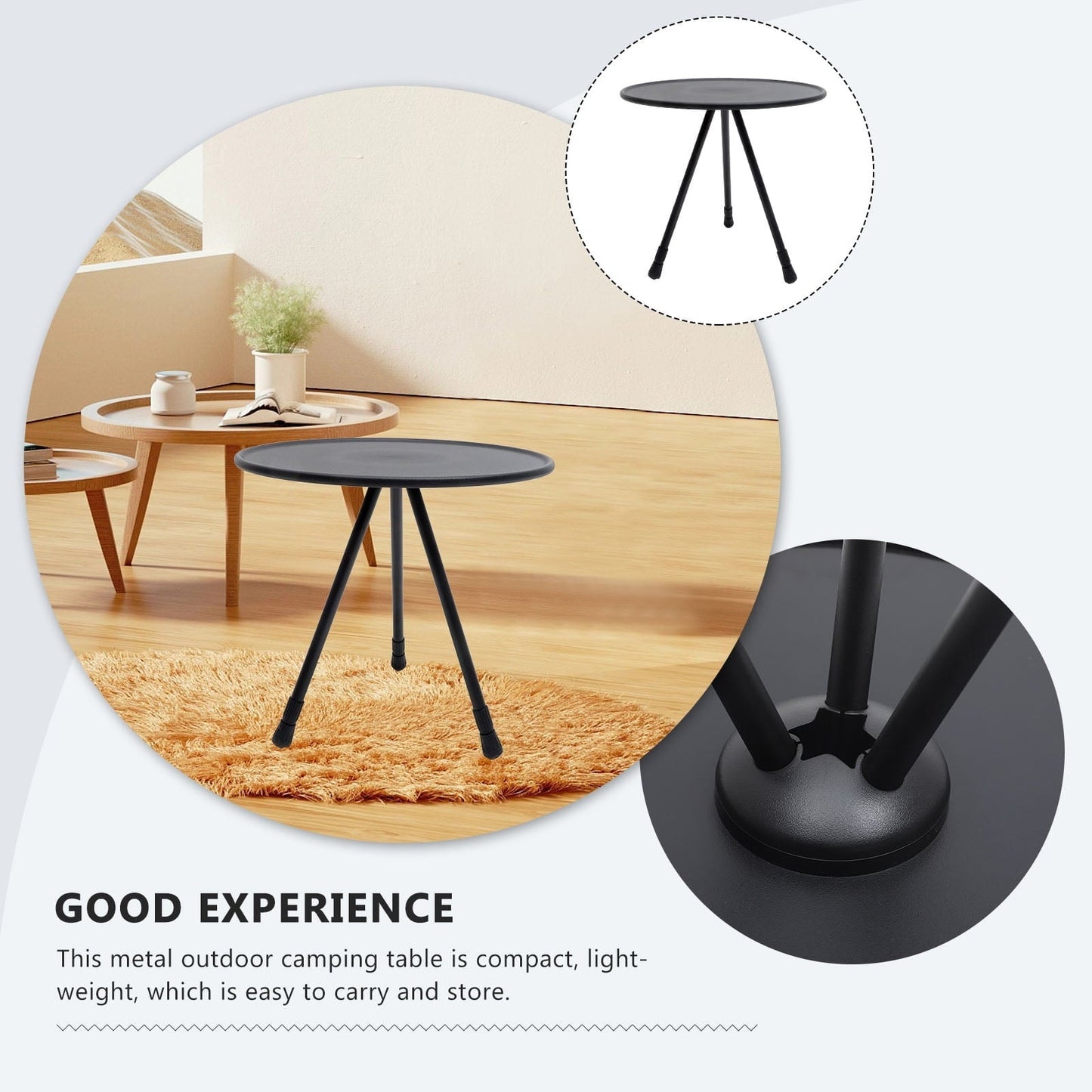 RENACLIPY 1Pack Foldable Table Camping Black Portable and Compact Design for Outdoor Hiking and Picnic