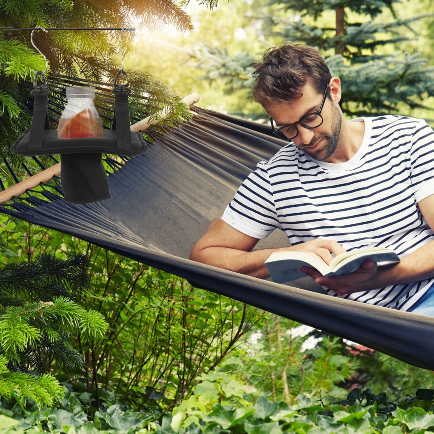 WEAVILUX 1Pack Floating Drinking Cup Holder Nylon Waterproof for Bed Hammock 24x20cm