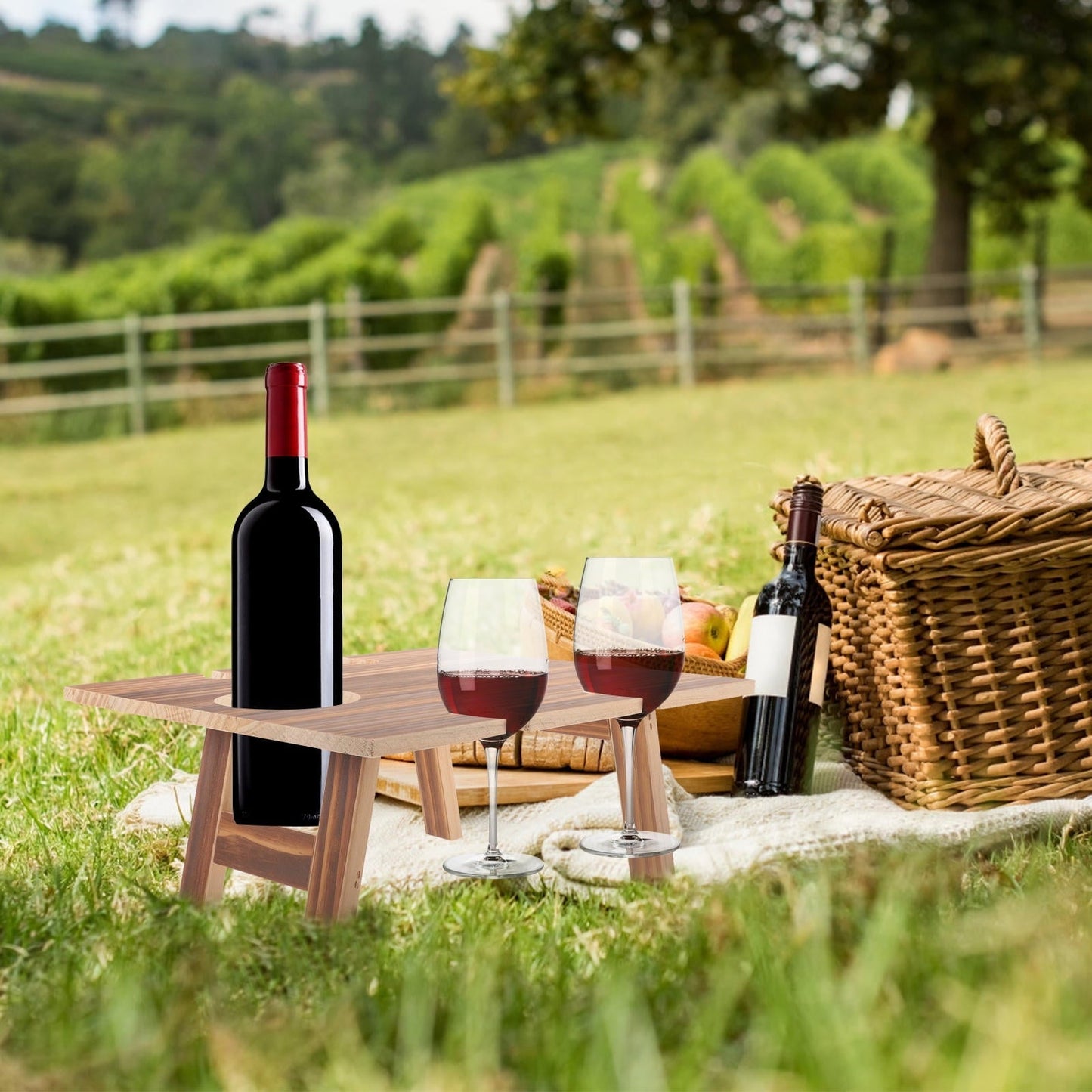 Raindrops 1Pcs Coffee Wood Folding Picnic Table for Outdoor Use at Beach and Park 30X28CM