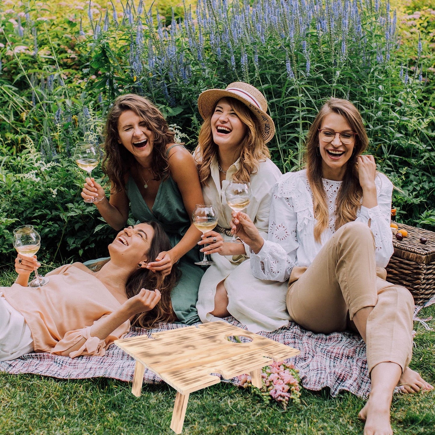 FUEENIRVA 1Pack Portable Small Table Brown Wood for Outdoor Activities Camping Picnic Desk Lightweight Foldable Design