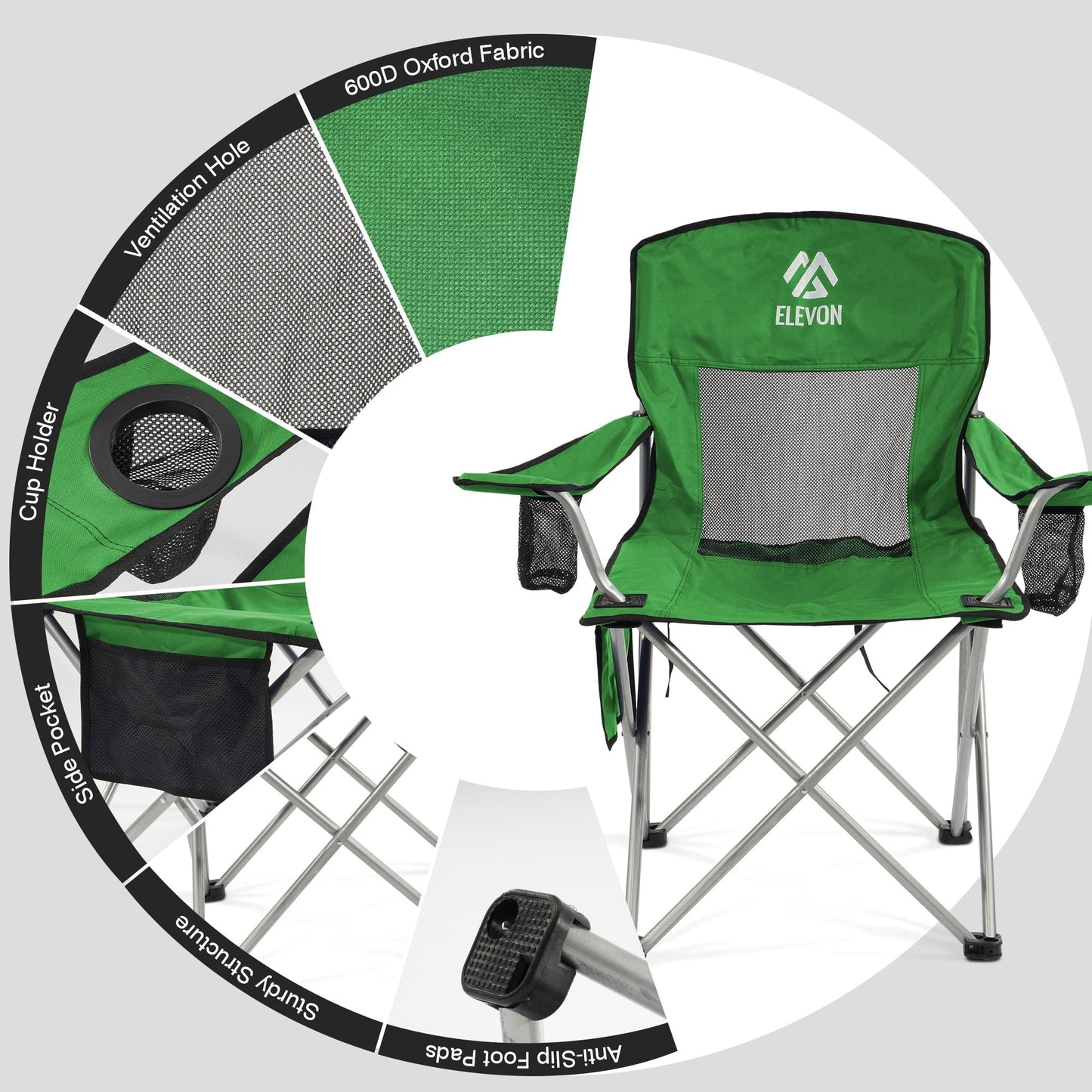 BalanceFrom Folding Camp Chair，Portable Outdoor Chair，with Cup Holder & Carrying Bag，for Camping, Beach, Fishing, and Sports Events