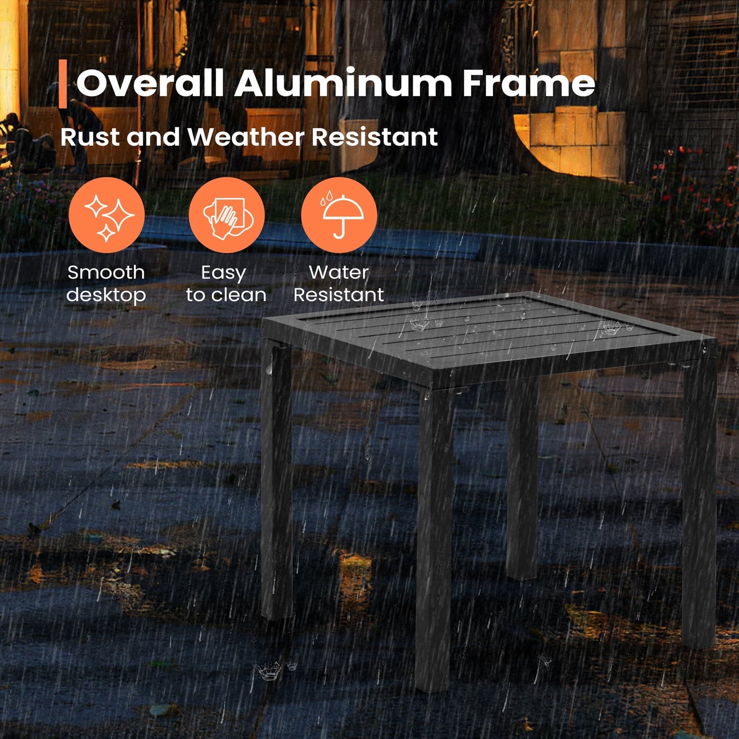 Pellebant Outdoor Square Aluminum Side Table, Black (Set of 2)