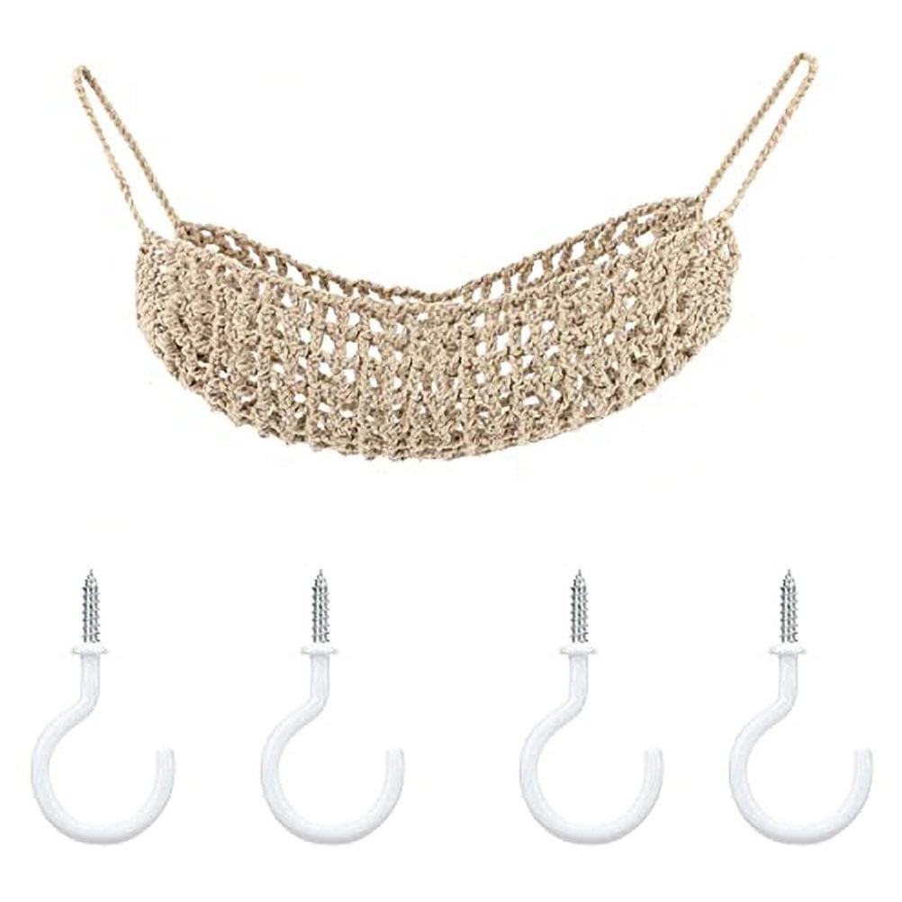 WEAVILUX Fruit and Vegetable Hammock 68X6X6CM Khaki Cotton Rope for Different Festivals 1 Set