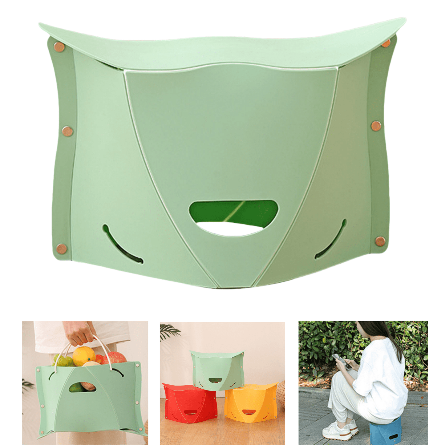 2 in 1 Foldable Plastic Stool with Handbag Function, Portable Camping Hiking Stools, Lightweight Carry Bags, Outdoor Ultralight Mini Stool for Camping & Fishing Backpacking Travel