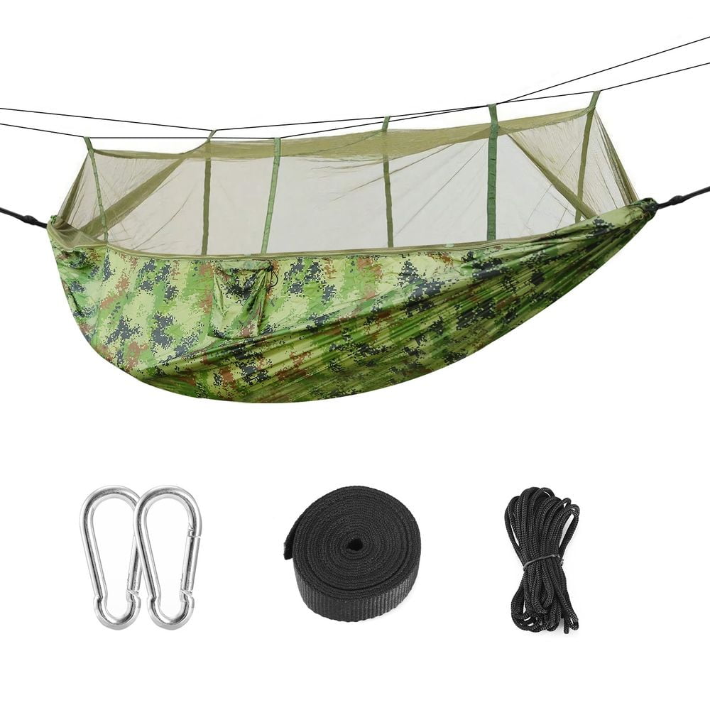 2 Persons Hammock ,600lbs Load W/Mosquito Net Outdoor Hiking Camping Hommock Portable Nylon Swing Hanging Bed