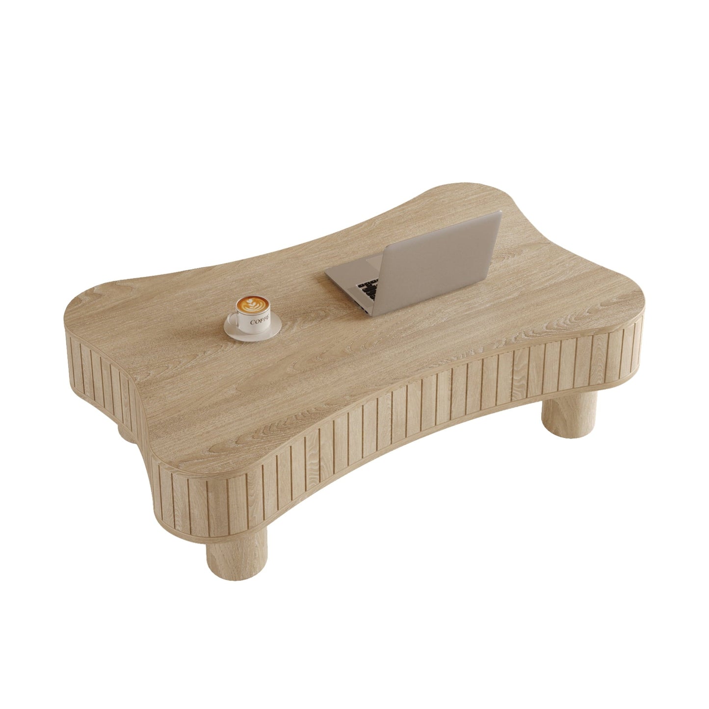 Lift Top Coffee Table for Living Room 42" - Fluted Panel Hidden Storage, Silent Hydraulic Lift, Curved Safety Corners, 5 Min Assembly (27"W X 13-18.9"H,Antique Natural)