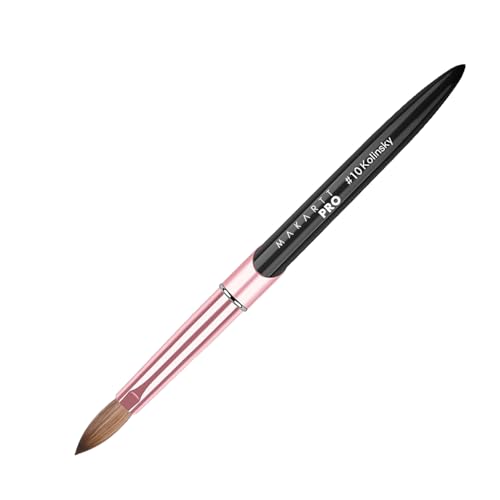 Acrylic Kolinsky Nail Brush with Monomer and Acetone Resistant Handle, Pure Kolinsky Hair & Anti-Clogging Properties - Durable, Professional Quality, Size #10