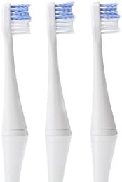 Smileactives Vibrite Sonic Electric Toothbrush Heads, 3 White/Blue Replacement Brush Heads with Firm Tip Bristles for Teeth Whitening and Cleaning, Helps Remove Plaque (Not Compatible w/Wave Version)