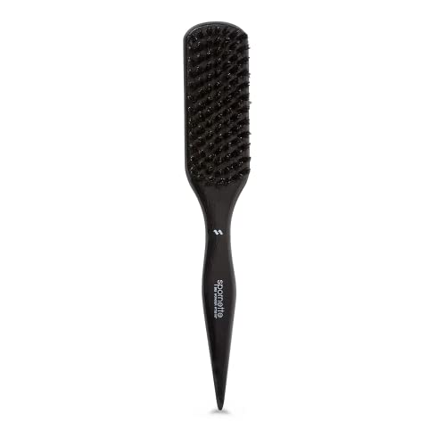 Spornette Boar Bristle Hair Brush for Women - Big Wonder Teasing Brush with Boar & Tourmaline Nylon Bristles - Tapered Handle for Back Brushing, Combing and Creating Volume & Slick Backs (Black)