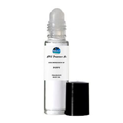 POPPY For Women Type Hypoallergenic Pure Perfume Body Oil Roll On 1/3oz (10ml) CPS Fragrance Co. Impression made with Pure essential Oils + Organic Fractionated Coconut Oil