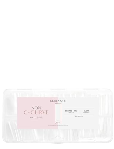 Kiara sky Nail Tips | Non C-Curve Square Clear | 500 pieces | XXL Length | 10 Sizes