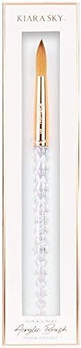 Kiara Sky Acrylic Brush #10 - Clear | 100% Pure Kolinsky | Crystal Cut Handle and Acetone Resistant