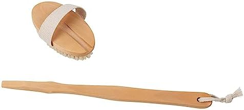 Juvale 2-Pack Detachable Dry Brushing Body Brush - Long Handle Back Brush for Showering and Dry Brushing, 16.9 Inches - Back Scrubber for Shower