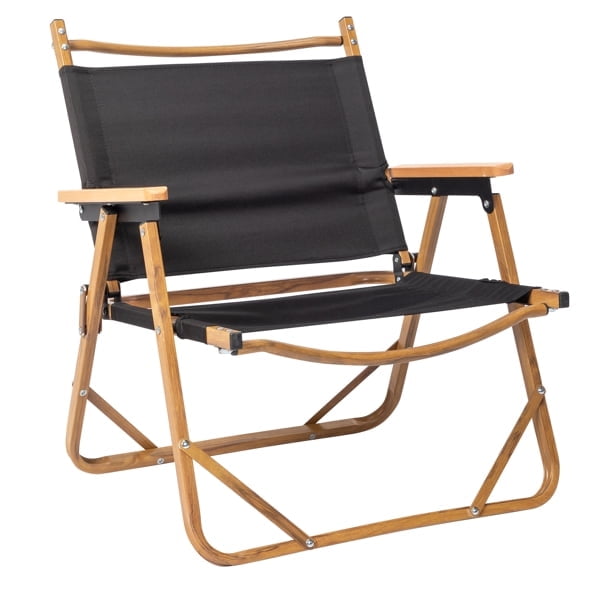 Folding Camping Chairs with 100kg Capacity, Black Imitation Wood Grain