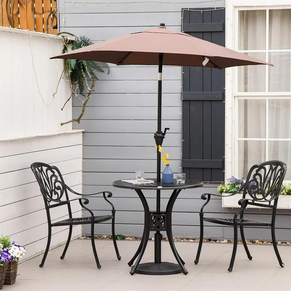 Aimee Lii 30" Round Patio Dining Table with Umbrella Hole, Antique Cast Aluminum Outdoor Bistro Table Only, Outdoor Furniture for Outdoor Patio Garden Backyard, Black