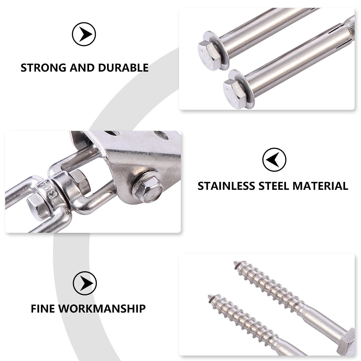 Toddmomy 360 Swivel Swing Hanger Heavy Duty Hammock Hanging Kit 1 Set Stainless Steel for General Users