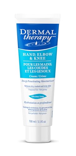 Dermal Therapy Hand Elbow & Knee Cream with 15% Urea & 6% AHA - Deeply Hydrates & Exfoliates Dry, Cracked Skin on Hands, Elbows & Knees - Fragrance-Free, Non-Greasy - 3.5 fl oz / 100 ml