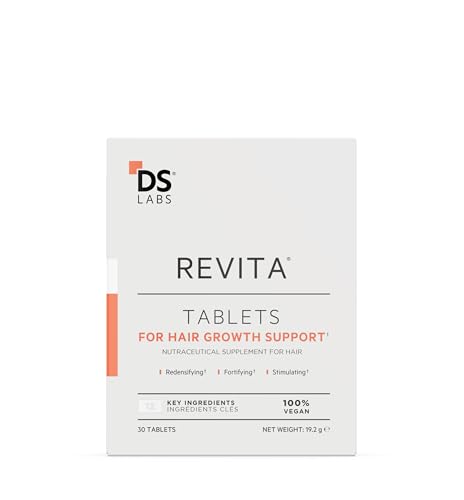 DS Labs Revita Tablets - Hair Vitamins for Density Support, Supplement for Thicker, Stronger Looking Hair, Zinc, Iron, Magnesium, Melatonin, Vitamin D & Biotin Vitamins for Women & Men, 30 Tablets