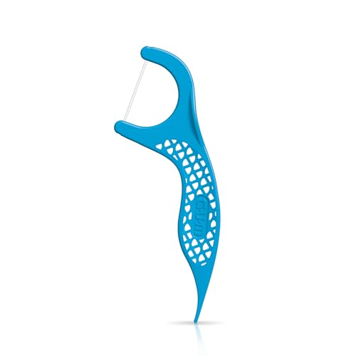 GUM Advanced Care Floss Picks - Dental Flossers for Adults with Vitamin E and Fluoride - Extra Strong Shred-Resistant Dental Floss, Easy Grip Handle, Fresh Mint Flavor, 150 Count