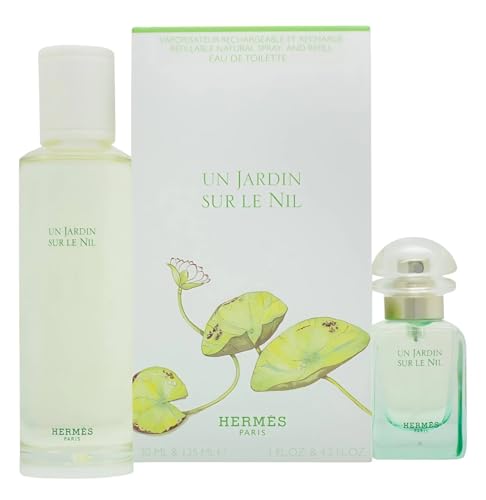 HERMES Un Jardin Sur Le Nil 2-Piece Unisex Gift Set, (4.2 Oz Eau De Toilette Refillable Spray+ 1.0 Eau De Toilette Refillable Spray)