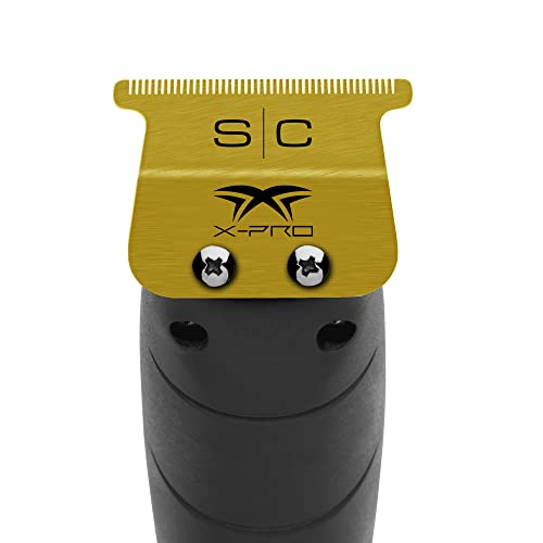 Stylecraft Replacement Fixed Gold Titanium X-Pro Wide Hair Trimmer Blade with Black Diamond Carbon DLC The One Cutter Set
