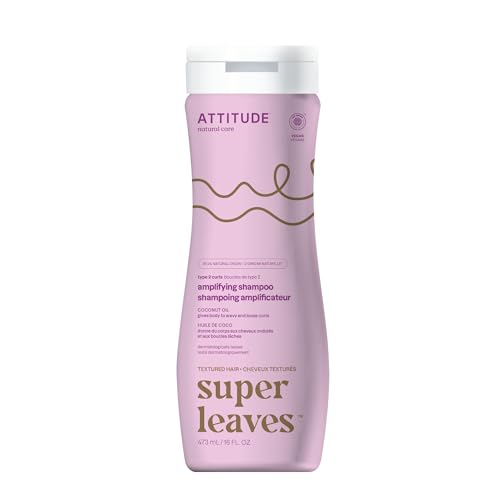 ATTITUDE Amplifying Shampoo for Curly Hair with Coconut Oil, EWG Verified, Vegan and Naturally Derived Ingredients, 2a, 2b, 2c Curl Type, Gives body to Curls, 16 Fl Oz