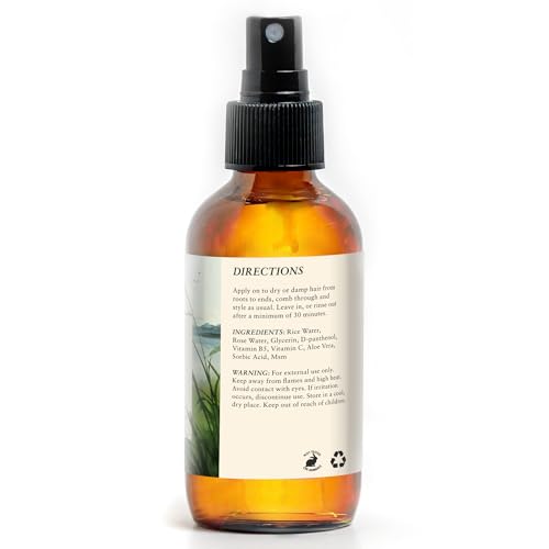 Rice Water For Hair Growth by Baja Basics, Thickness, Strength, Shine - Leave-in Conditioner for Scalp, Dry Split End Moisturizer - Fermented Rice Water Spray for Curly, Straight, Thick, Thin Hair 4oz