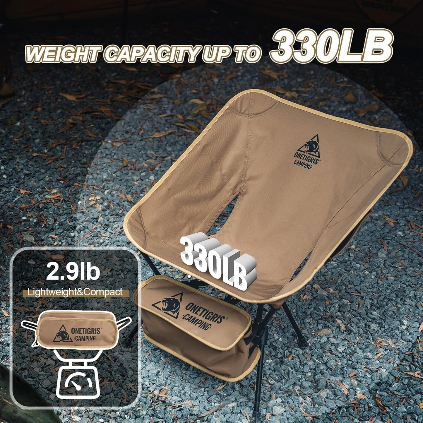 OneTigris Tigerblade Camping Chair, Lightweight Backpacking Portable Hiking Compact 330lbs Capacity