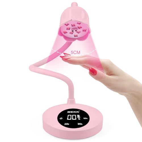 MEKK Gooseneck UV Nail Lamp Cordless Mini UV Light for Gel Nails with Auto Sensor,Professional Flash Cure Lamp 30W Single Nails Light with Three Timers (10s/30s/60s) Salon & Home DIY Use-Pink