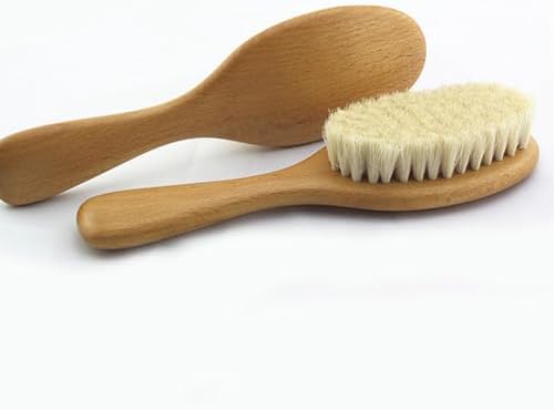 8.86” Short Handle Dry Bath Body Brush Scrubber, Wood Handle Natural Soft Wool Bristles Bath & Shower Brush.