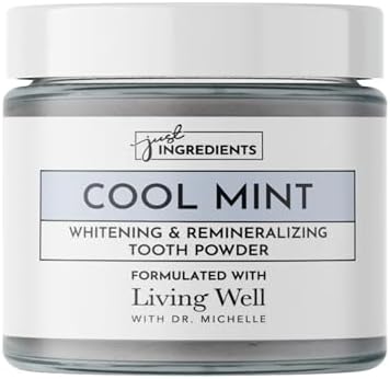 Just Ingredients Whitening Remineralizing Tooth Powder | 60 Day Supply | Toothpaste with Water Activated Formula | Use with Toothbrush for Baking Soda Powered Teeth Whitening | Essential Oils Formula