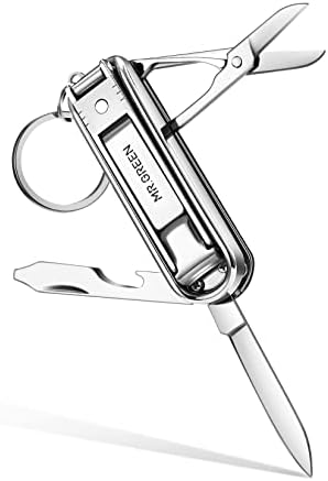 MR.GREEN Multifunctional Nail Clippers Stainless Steel Six Functions Nail Cutter Nail Files Small Knife Scissors (Small)