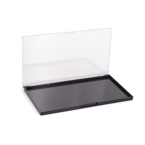 Magnetic Makeup Palette with Clear Top, 3Pack Empty Eyeshadow Pan Dispensing Storage Box with 60Pcs Adhesive Metal Stickers for DIY Cosmetics Lipstick Blush Powder-7.71”X4.33”Palette