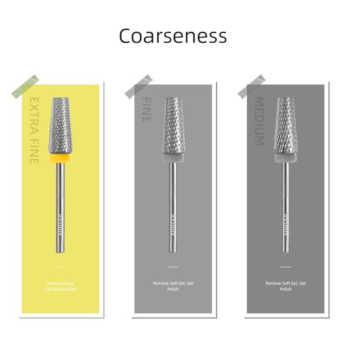 Flat Top 5 in 1 Nail Drill Bit Professional Tungsten Carbide Cross Tapered Nail Bits 3/32" 2 Way Electric File Nail Drill Accessories Manicure Gel Polish Removal Tool XF