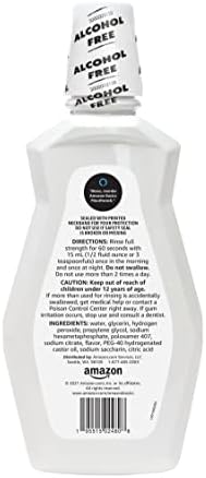 Amazon Basics Teeth Whitening Mouthwash, Alcohol-Free, Clean Mint, 32 Fluid Ounces, 4-Pack, Previously Solimo