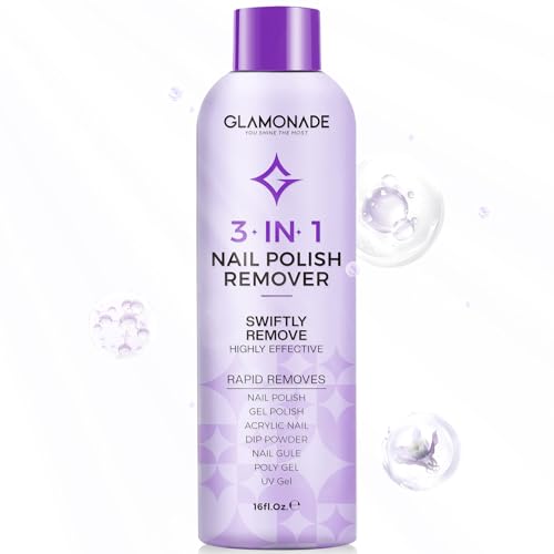 Acetone Nail Polish Remover: Professional Soak off Gel Nail Polish Remover Enriched with Natural Grape Seed Oil 16 Fl Oz for Gel Acrylic Nail Glue Dip Powder for Home Salon