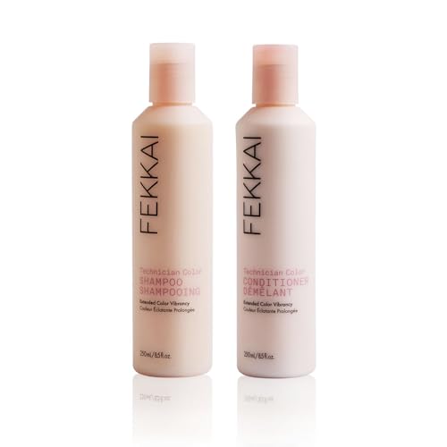 FEKKAI Technician Color Shampoo (8.5 oz) + Conditioner (8.5 oz) - Extends Vibrancy of Color-Treated Hair - Free of Sulfates, Parabens, Phthalates - Vegan, Cruelty-Free