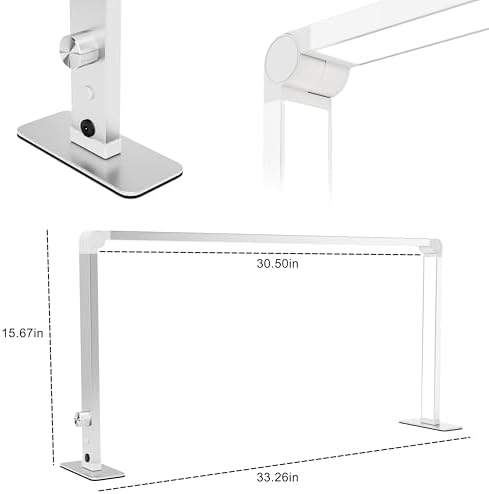 Nail Tech Lamp for Desk，32" 48W Professionals Led Light, Desk Lamp for Lash Eyelash Extension,Color Temperature 2700K-6000K, Makeup lamp,Salon&Home(Silver)