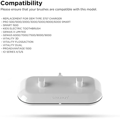 Galvanox 2-in-1 Dual Toothbrush Charger Compatible with Oral B Electric Toothbrushes, Replacement for 3757 - Works with Braun OralB Pro Advantage Smart Genius Vitality iO and Kids Models