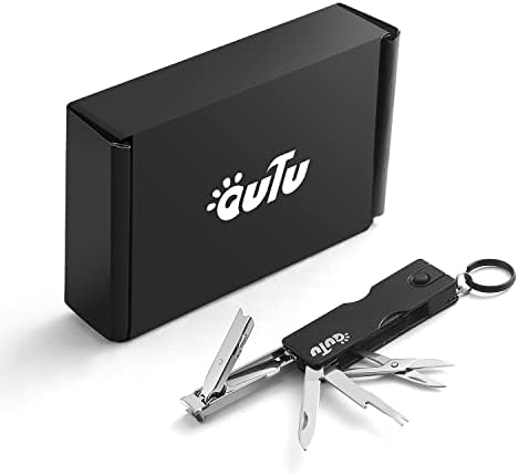 OUTU Keychain Nail Clippers Multitool, 8 in 1 EDC Utility Tool with Nail Clipper, Scissors, Tweezers, Gifts for Him Men Husband Dad Boyfriend (Black)
