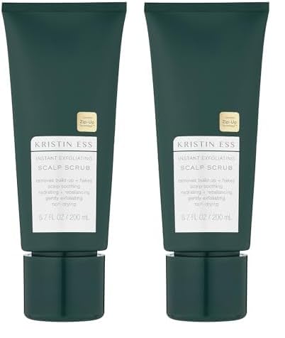 Kristin Ess Hair Instant Exfoliating Scalp Scrub for Build Up and Dandruff, Soothing Dry Scalp Treatment, Hydrating + Rebalancing, Non-Drying, Vegan, Color Safe + Keratin Safe, 6.7 fl oz (Pack of 2)