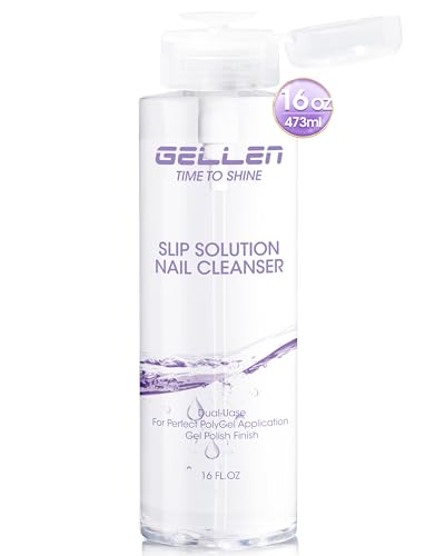 Gellen 16oz Multi-Purpose Nail Cleanser, Pump Bottle Design Nail Surface Cleaner for Prep Nails, Tacky Residue Remover for High-Shine Gel Top Coat, Polygel Slip Solution, Nail Cleaning for Manicure