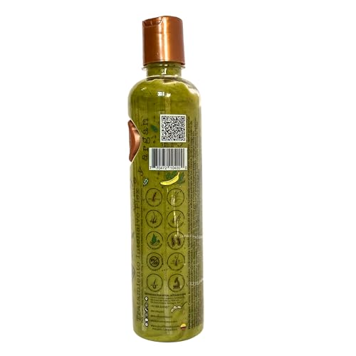 Tratamiento Natural Intensivo Plex con Banana, Aguacate y Argan,Sin Dimethicone ni silicon 400 ml., green