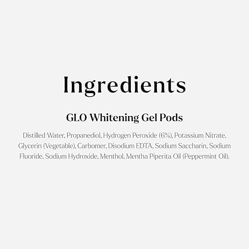 GLO Science Teeth Whitening Gel Pods – Safe, Effective Whitener with Silicon Brush, 6% Hydrogen Peroxide – Fastest Way to Whiter Teeth, Sensitivity Free – Mint Flavor (Pack of 5)