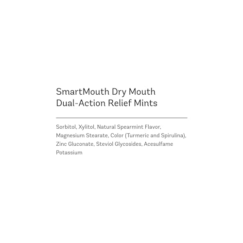 SmartMouth Dry Mouth Dual-Action Mints - Sugar-Free - 50 Count, 4 Pack, Mellow Mint