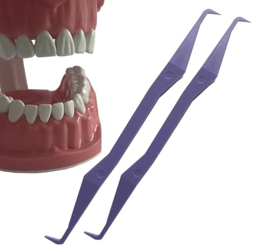 Keyfit Tools PerfectPick Gum Line Tooth Picks Flosser Dental Scraper (2 Pack) Reusable & Double Sided ~Not Small Floss Picks ~ Non Matalic ABS ~Scrape Along Gum Line & Between Teeth Remove Plaque