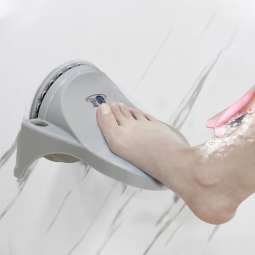 GH Upgraded Robust Grip Shower Foot Rest for Shaving Legs Non Slip Powerful Suction Cup Step aid Portable Stool for Inside Shower -Gray