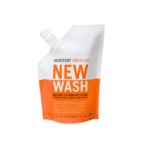Hairstory New Wash Rich, Ultra-Moisturizing Cleansing Cream for Dry & Thick Hair, Detergent Free Shampoo & Conditioner Alternative, Restores Softness & Shine, 8oz