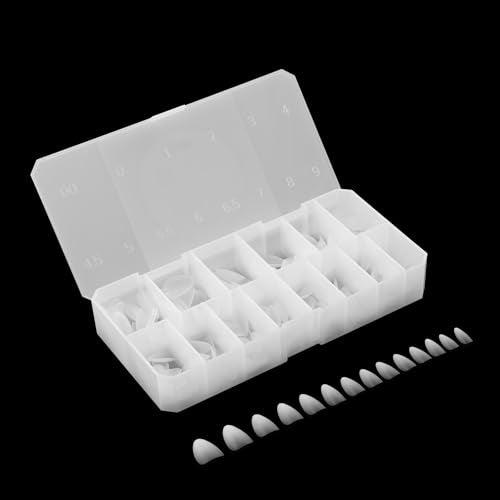 Apres Ombre Gel-X® Box of Nail Tips, 14 Sizes 00-9, Premium Quality (Natural Almond Short, 210 Count)