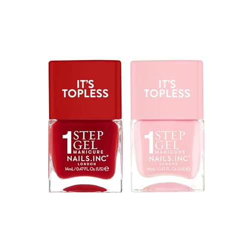 Nails Inc It's Topless Gel-Like Nail Polish Duo, 4-in-1 Base Coat, Treatment, Color & Top Coat, Long Lasting, Strong, Chip Free Nails, Glossy Salon Quality Manicure, Air Dry Nail Polish, 2 Piece Set